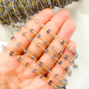 IOL1. Iolite Gold Plated 925 Sterling Silver Wire Chain